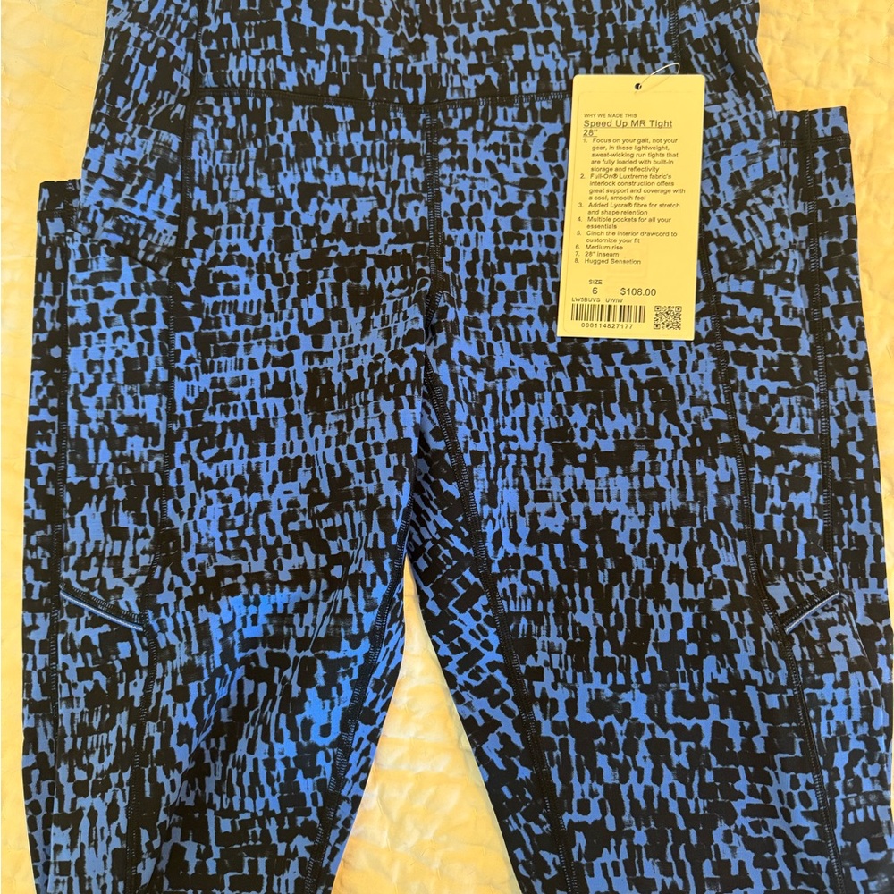 NWT Lululemon Leggings
 Blue and Black Speed Up MR Tight New With Tag. Leggings